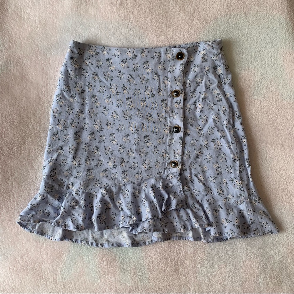 Blue floral printed skirt